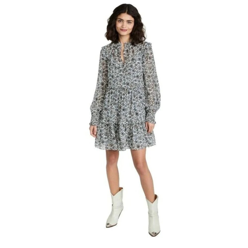 Veronica Beard silk floral ruffled Savile mini dress - Picture 2 of 8